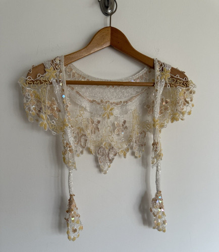 Vintage 90s beaded sequin mesh - 90s,