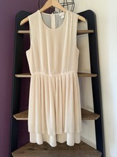 H&M Ladies Sleeveless Dress Size 12 Cream 100% Polyester