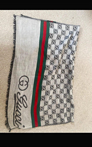 Gucci wool grey check logo - wool,