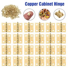 up 50 set Small Mini Metal Hinges Jewellery Box Dollhouse Hinge with Nail Brass