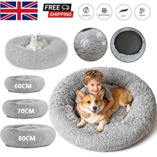 Dog Bed Donut Soft Large Plush Cat Beds For Calming Pet Anti Anxiety Washable