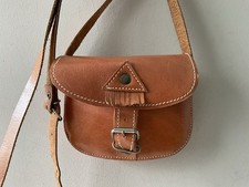 REAL LEATHER real leather chestnut brown mini satchel crossbody shoulder Bag