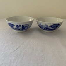 Spode’s Italian small nibbles or rice bowls. Modern. x 2. Blue and White.