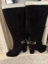 Fabulous Moda In Pelle Black Suede Boots 6 Buckle Detail- Worn Once rrp £120