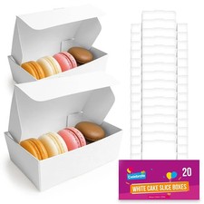 SOL 20pk White Cake Slice Boxes - Small Individual Cake Boxes for Cake Portions