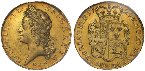 George 1729 five guineas - george, five-guineas