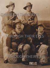 Original WW1 Photo postcard 4  Australian Soldiers Wooly trouser Sheepskin chaps
