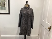 John Lewis black white tweed coat size 12 lined loose fit wool polyester blend