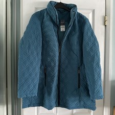 Bonmarche Brand New Teal Blue Soft Touch Quilted Zip Up Jacket Coat UK Size 20