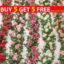 8ft 45 Flowers Artificial Flower Vine Rose Fake Hanging Garland Wedding Decor UK