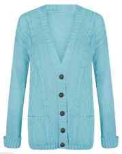 Women's Ladies Chunky Cable Knit Button Cardigan Long Sleeves Grandad Plus Sizes