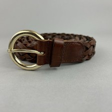 Massimo Dutti Brown Leather Plaited Woven Dress Smart Belt 80  42" Long Length