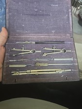 Antique Technical Geometry Maths Drawing Instrument Set Math Complete Set Boxed
