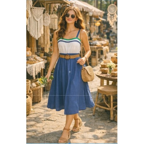Vintage 70s blue midi sundress - 70s,