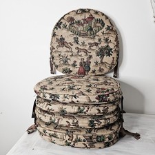 Ercol 6 Set Dining Seat Pads Sanderson Old Colonial Tudor Hunting Scene Brocante