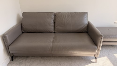 Grey leather sofabed - grey, 2-seater