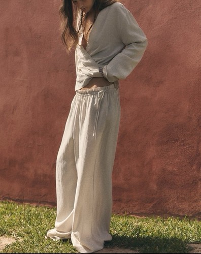 Zara mid ecru palazzo trousers - zara,