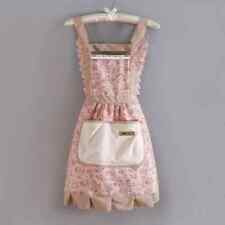 Vintage Style 1940s 50s Polyester Apron Kitchen Cooking Pocket Pink Beige Floral