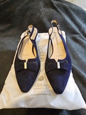 Peter Kaiser Sofie Ladies Navy Suede Court Bow Toe Heel Shoes Size Uk6 Eur39