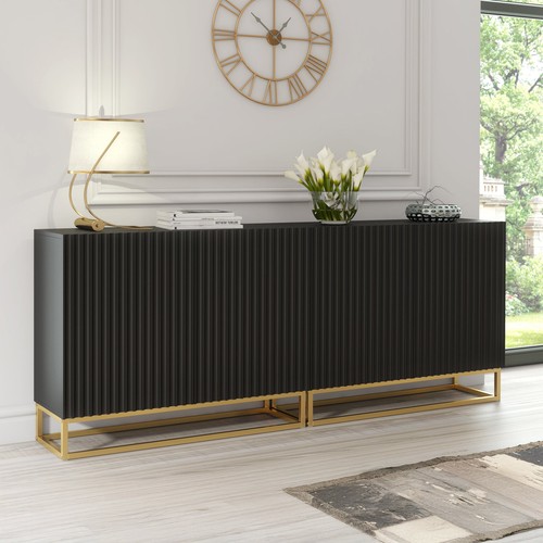 Sideboard cabinet black 200cm - cabinet,