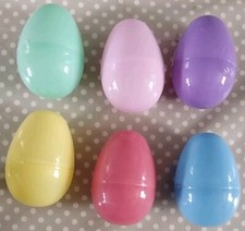 6x Hollow Plastic Eggs, Various Colours,Same Size, 3" Tall, 2" Diameter,Pop open