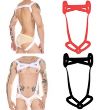 Men's Stretchy Jock Strap Thong Underwear Chest Straps Harness Elastic Bodysuit