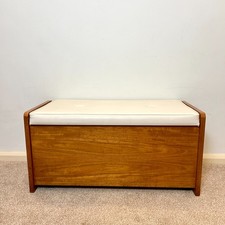 Vintage Mid Century Teak Blanket Box Ottoman Storage Hallway Bench - Delivery