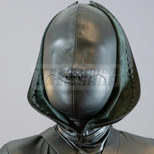 Leather bondage hood mask - bondage,