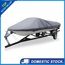 14-16ft 210D Trailerable Boat Cover Waterproof Fishing V-shape Gray 540x290cm