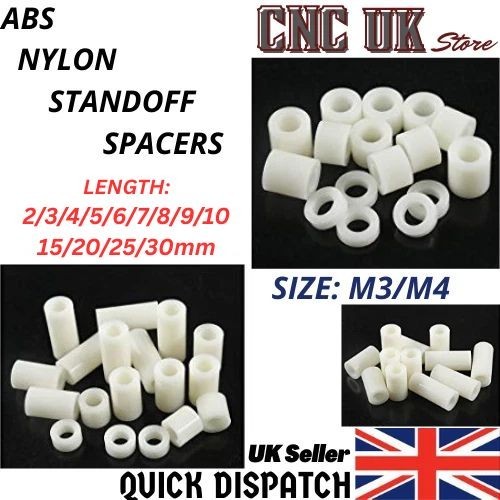 White abs nylon standoff - white,