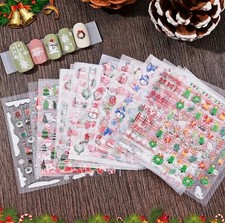 Christmas Nail Art 3D Stickers DIY Xmas Decals Set Santa Snowflake Designs UK
