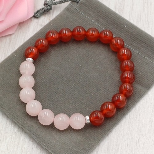 Red carnelian rose quartz - red,
