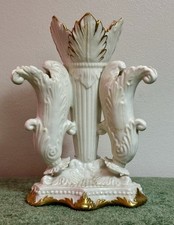 Antique Porcelain White and Gold Spill or Wedding Vase