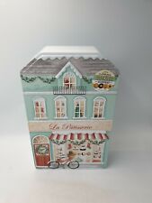 CHRISTMAS TOWN SHAPED TIN "LA PATISSERIE" FESTIVE WINDOW CAKE DISPLAY EMBOSSED