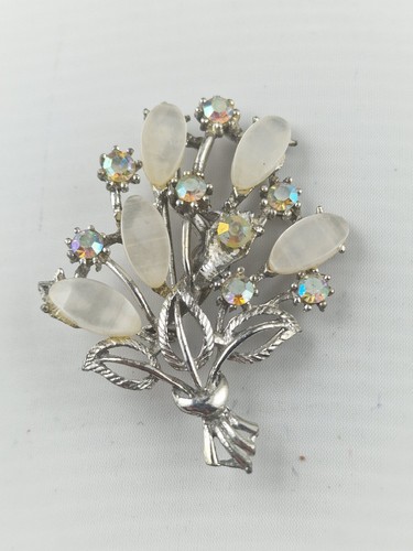 Vintage floral spray brooch - vintage,