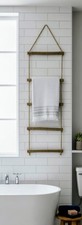 Wooden Hanging Rope Ladder Towel Rail 140cm - 5 Rails