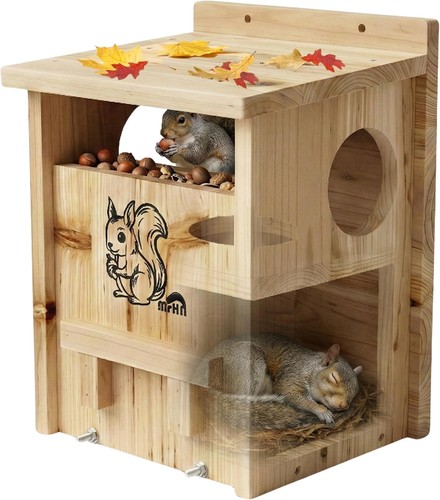 Squirrel house with feeder - house,