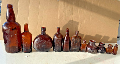 Job lot old brown glass - job,