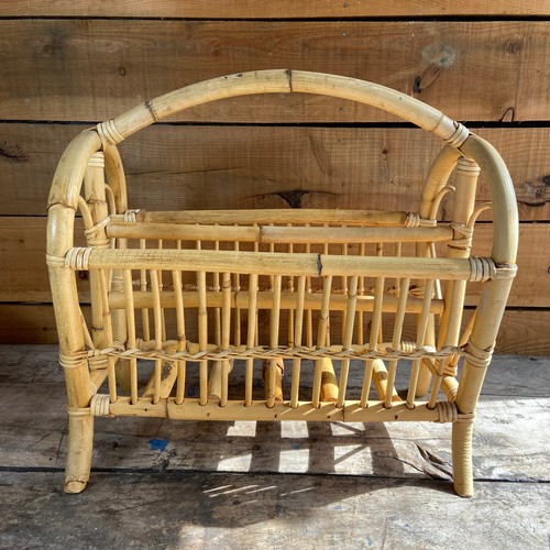 Vintage bamboo magazine rack - vintage,