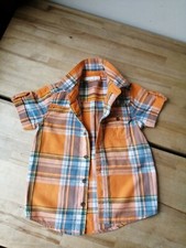 Duck & Dodge Checked Orange Shirt Toddlers Boys 18-24 months 100% Cotton VGC