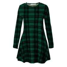 WOMEN LADIES LONG SLEEVE SWING DRESS FLARED A LINE SKATER DRESS TOP SIZE 8-26