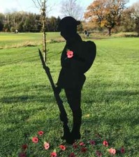 Metal Soldier Silhouette 3 ft High WW1 WW2 Army Tommy Soldier Statue  ww13p