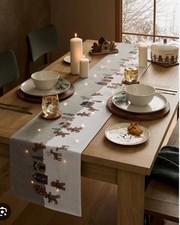 NEXT LARGE GINGERBREAD CHRISTMAS LIGHT UP TABLE RUNNER 32.5 X 200 Cms