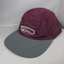 RARE 2000s Quiksilver - Snapback Nylon Cap - Burgundy Grey Silver Embroidery VTG