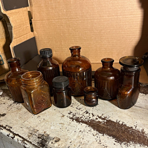 Lot vintage amber glass - vintage,