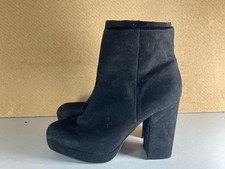 Catwalk Ladies Black Faux Suede Side Zip  Heeled Ankle Boots Size 40