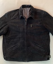 Leather Highwayman Jacket Bomber Jacket Black Nubuck Size XL