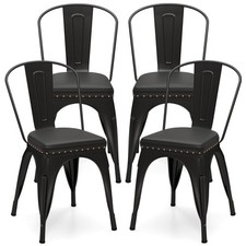 47cm Cafe Restaurant Chairs Metal Dining Chair Set of 4-Black Grey