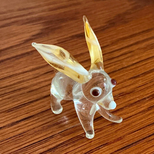 Miniature glass rabbit - glass,