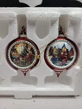 Vtg Bradford Editions Christmas Comes To Holly Pond Porcelain Ornaments  